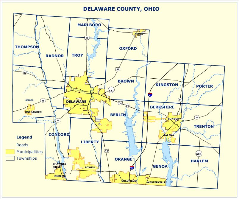 map of Delaware County